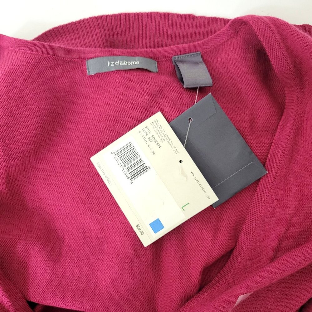 Liz Claiborne Fuchsia Pink Cotton Blend Cardigan New with Tags - Picture 3 of 5